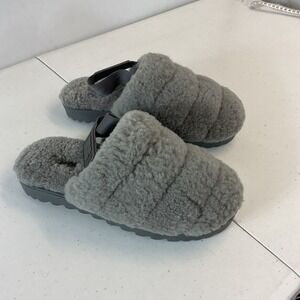UGG 1121751 Super Fluff Grey‎ Shearling Slingback Slippers Shoes Womens Size 9